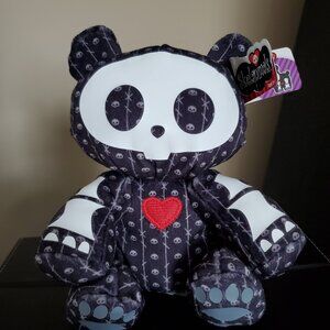 Skelanimals Chungkee Panda 7" Black Plush Toy Skull Barbed Wire Pattern